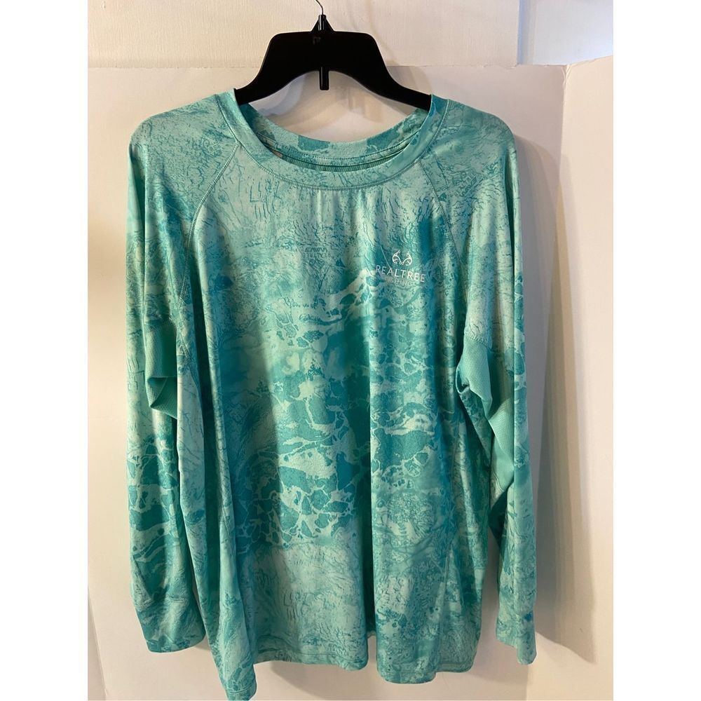Realtree Fishing shirt Long sleeve‎ 2x plus sized rn#91497 Aqua color